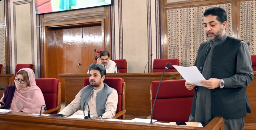 Soobai wazir-e-dakhila Mir Ziaullah Langove Assembly ijlas mein Balochistan Safe Cities ka masauda qanoon pesh kar rahe hain