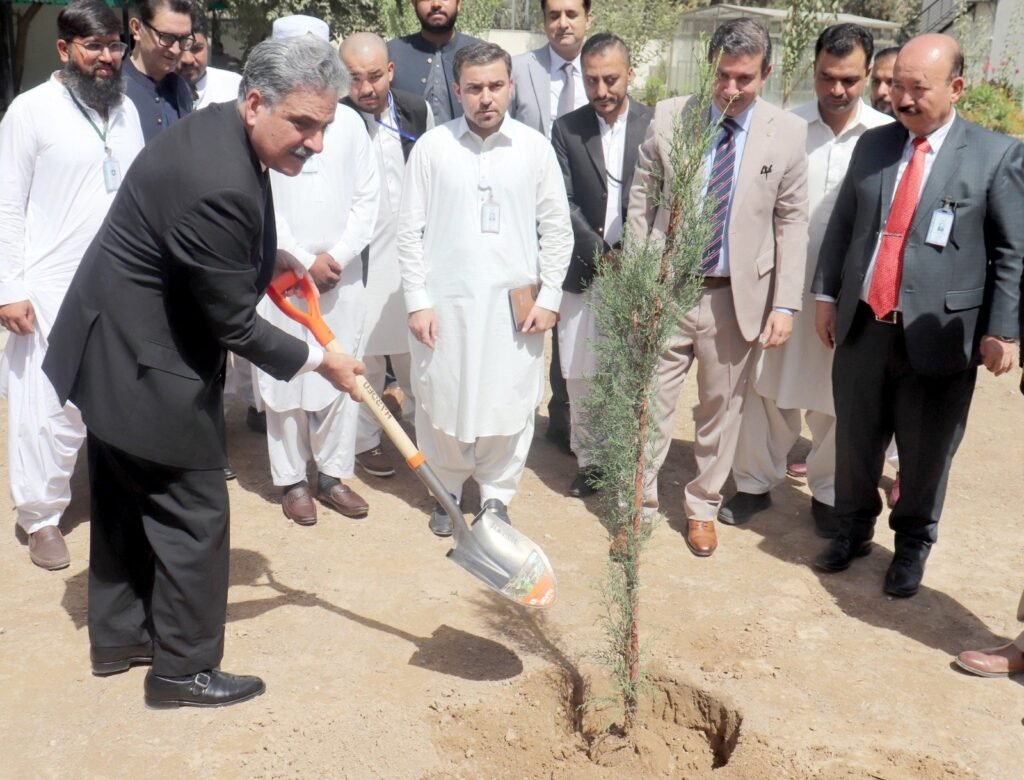 کوئٹہ: چیف جسٹس آف پاکستان جسٹس یحییٰ آفریدی سپریم کورٹ آف پاکستان کوئٹہ برانچ رجسٹری کے احاطے میں پودا لگا رہے ہیں