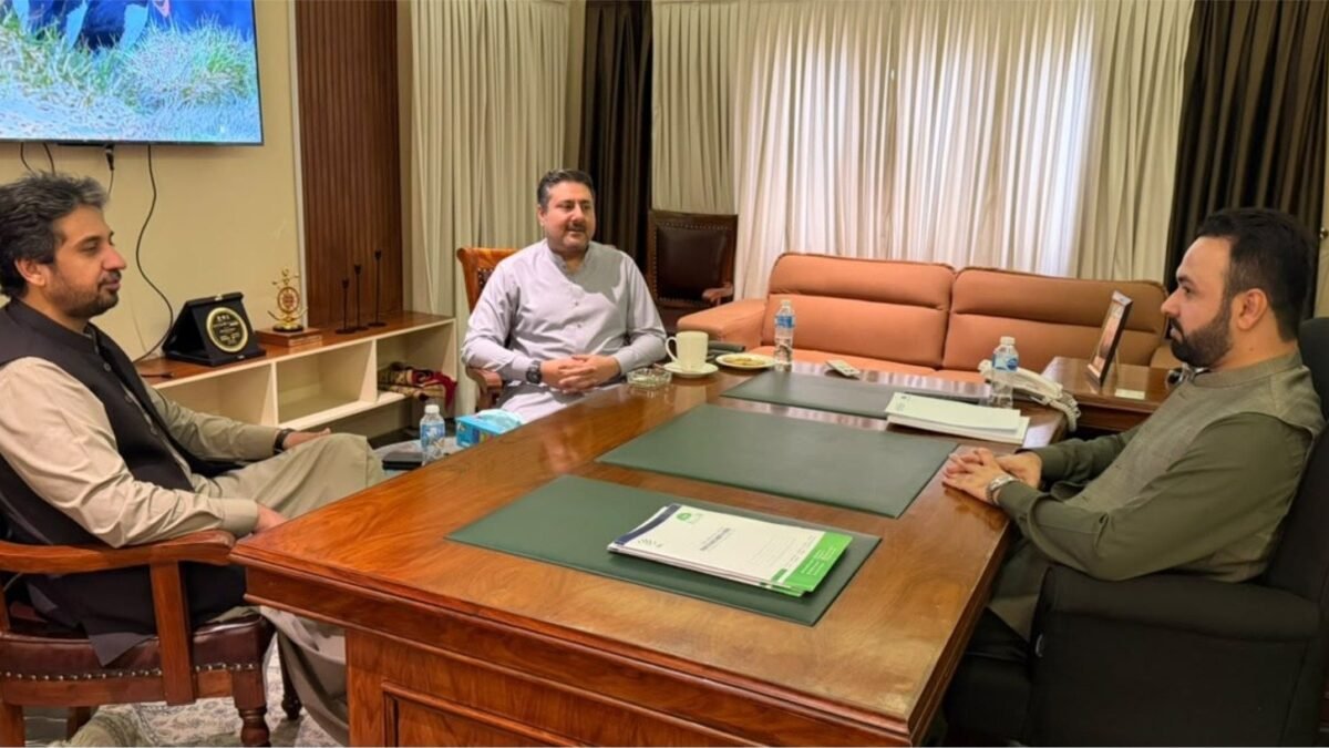 صوبائی وزیر خزانہ شعیب نوشیروانی سے بلوچستان بورڈ آف انویسٹمنٹ کے وائس چیئرمین بلال خان کاکڑ کی ملاقات