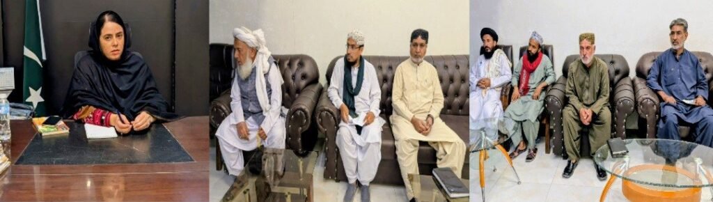 ڈپٹی کمشنر قلات عائشہ زہری سے علمائے کرام عید میلادالنبی کی تیاریوں اور سیکیورٹی انتظامات کے سلسلے میں ملاقات کر رہے ہیں