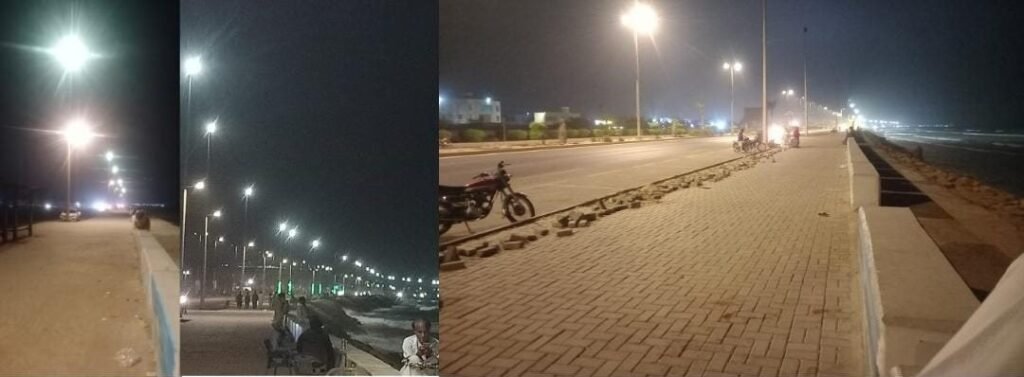 گوادر: صوبائی حکومت اور ادارہ ترقیات گوادر کی جانب سے میرین ڈرائیو پر سولر اسٹریٹ لائٹس کا خوبصورت اور دلکش منظر