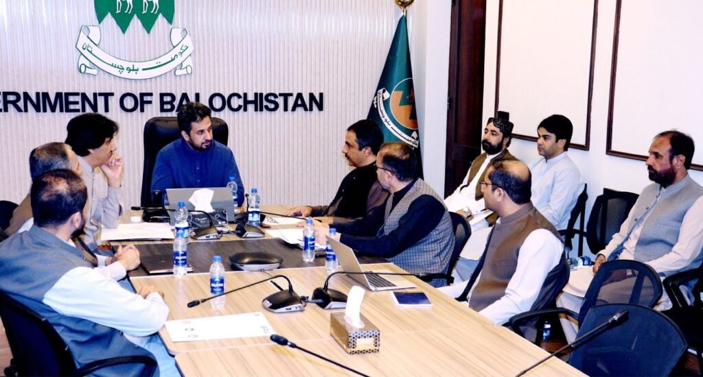صوبائی وزیر خزانہ میر شعیب نوشیروانی بلوچستان ریونیو اتھارٹی کی کارکردگی سے متعلق اجلاس کی صدارت کر رہے ہیں، اس موقع پر سیکرٹری خزانہ جہانگیر کاکڑ بھی موجود ہیں