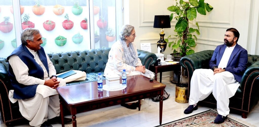 وزیر اعلیٰ بلوچستان میر سرفراز بگٹی سے آئی ڈی ایس پی کی سربراہ ڈاکٹر قرۃ العین بختیاری ملاقات کر رہی ہیں