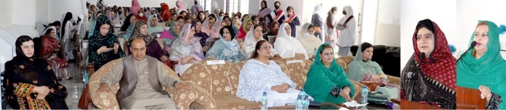 صوبائی وزیر تعلیم راحیلہ حمید خان درانی گورنمنٹ گرلز ڈگری کالج کواری روڈ میں سائنس و آرٹس نمائش کے موقع پر شرکا سے خطاب کر رہی ہیں