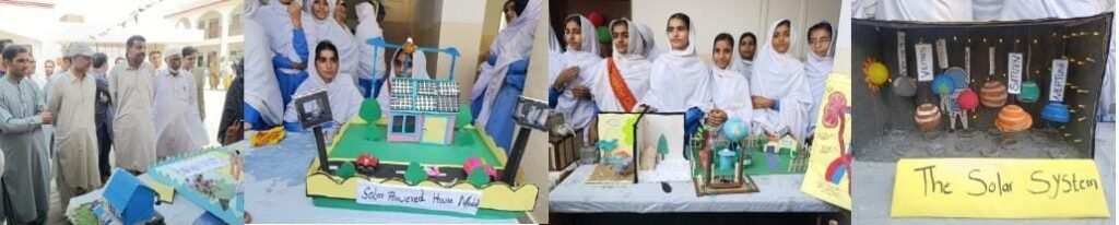 Gwadar: zilai officer Taleem Zahid Hussain Baloch, siyasi o samaji shakhsiyat Mir Arshad Kalmati o digar China Pakistan Government Girls High School Faqiri Colony mein science o art numaish 2026 ka daura aur muaina kar rahe hain