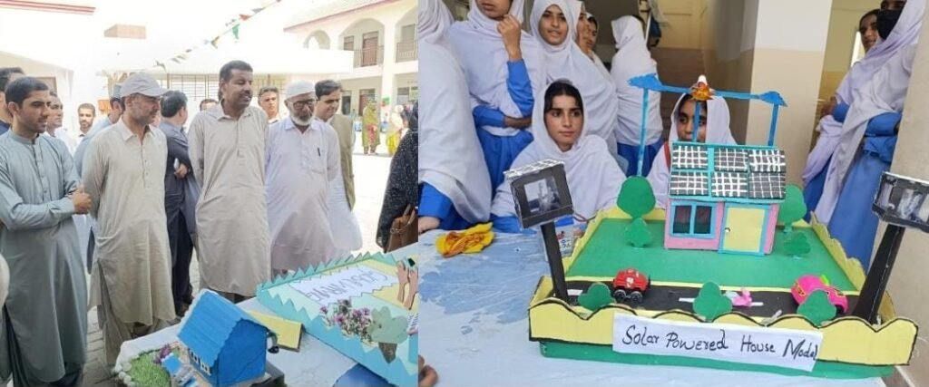 Gwadar: zilai officer Taleem Zahid Hussain Baloch, siyasi o samaji shakhsiyat Mir Arshad Kalmati o digar China Pakistan Government Girls High School Faqiri Colony mein science o art numaish 2026 ka daura aur muaina kar rahe hain