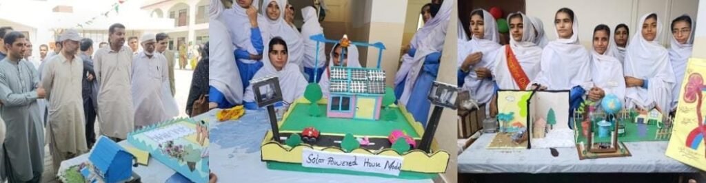 Gwadar: zilai officer Taleem Zahid Hussain Baloch, siyasi o samaji shakhsiyat Mir Arshad Kalmati o digar China Pakistan Government Girls High School Faqiri Colony mein science o art numaish 2026 ka daura aur muaina kar rahe hain