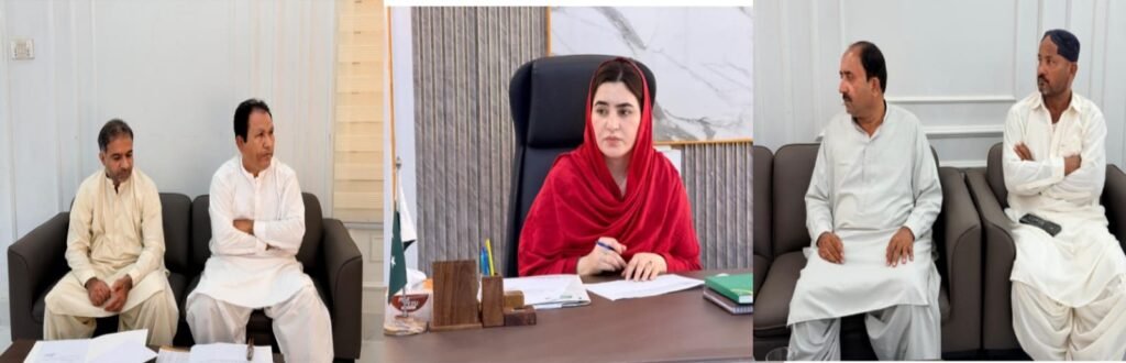 صحبت پور۔ ڈپٹی کمشنر فریدہ ترین ایریگیشن کے افسران کے منعقدہ جائزہ اجلاس کی صدارت کر رہی ہیں