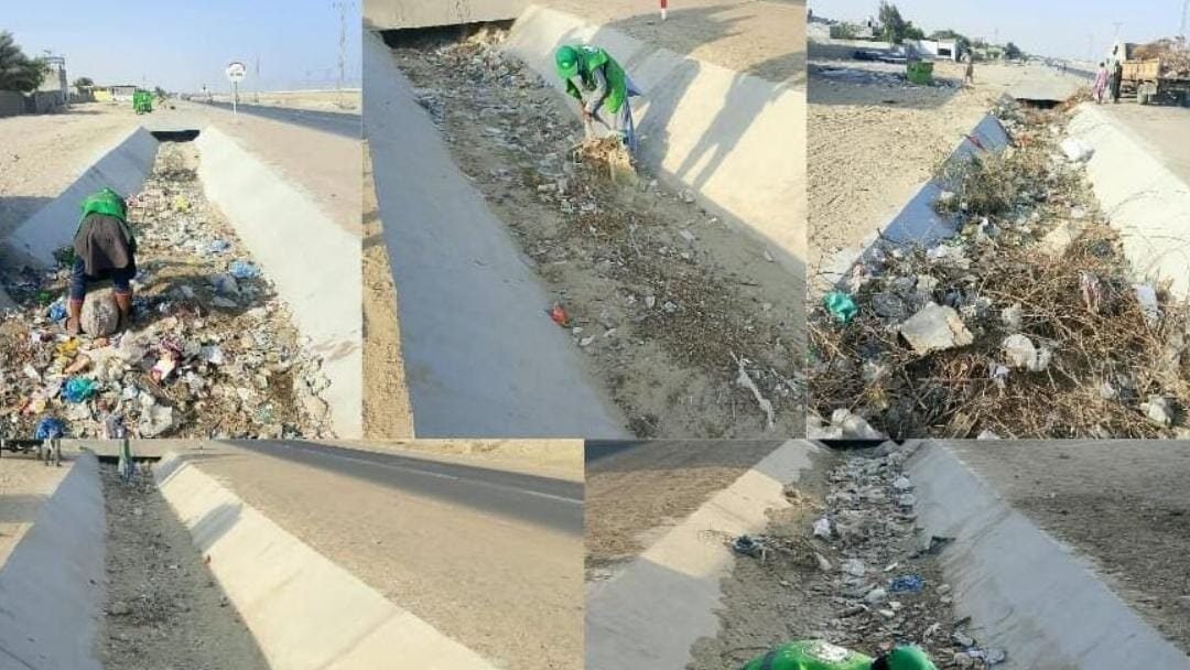 گوادر: چیئرمین میونسپل کارپوریشن ماجد جوہر کی ہدایت پر دیمی ذر لنک روڈ پر ڈرینج کی صفائی
