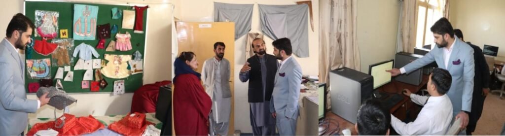 ڈپٹی کمشنر کوئٹہ مہراللہ بادینی ادارے برائے خصوصی بچوں کے دورے کے موقع پر مختلف شعبوں کا معائنہ کررہے ہیں۔
